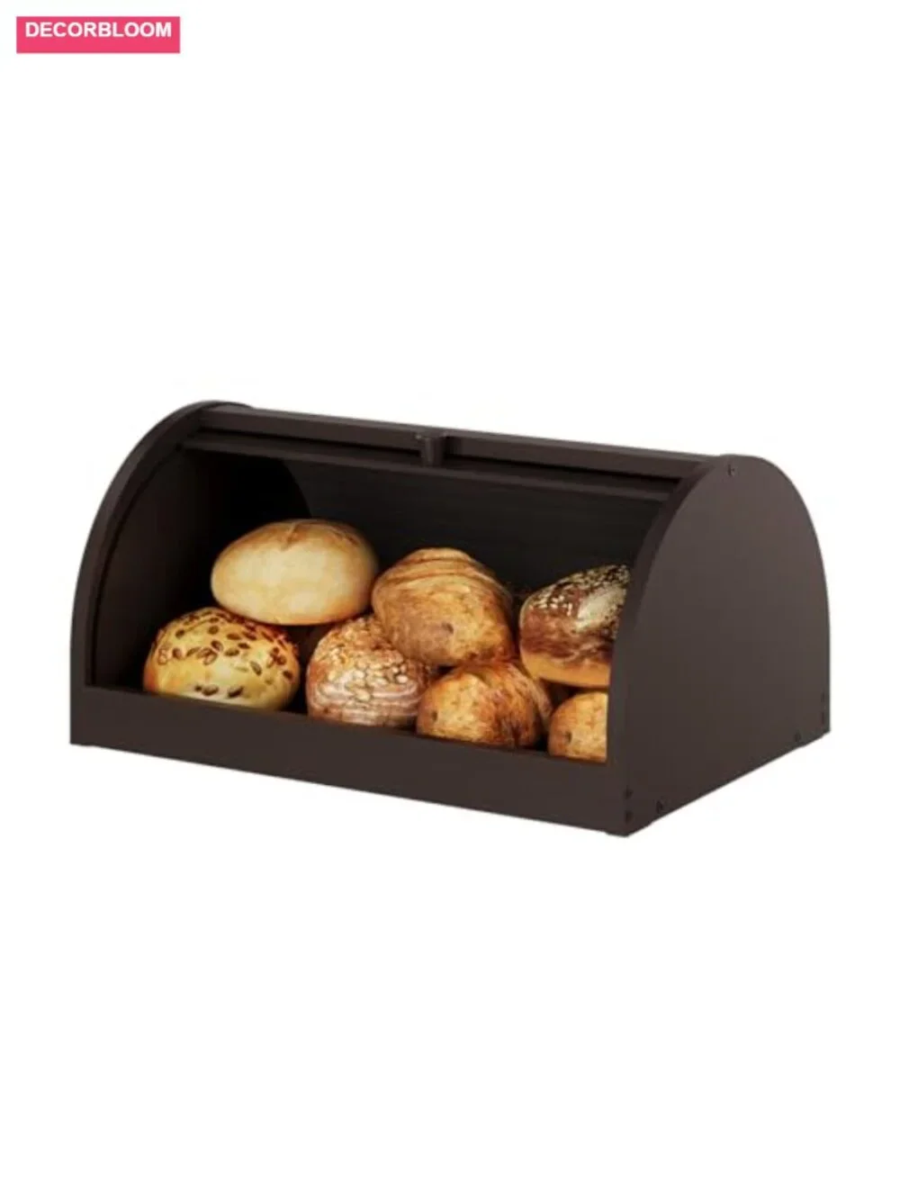 Large Capacity Roll-Top Bamboo Bread Box for Kitchen Countertop Storage